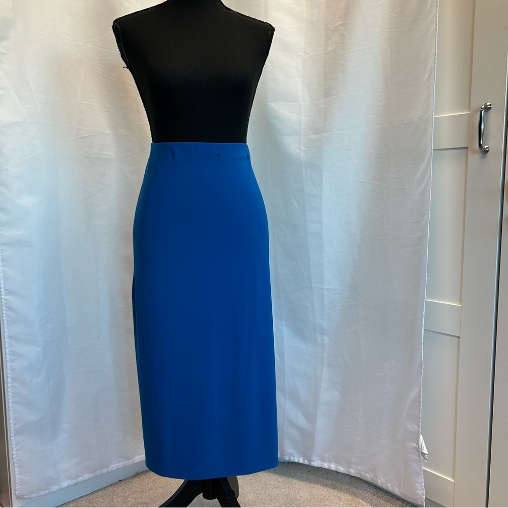 Sympli Vibrant Blue midi pencil skirt stretchy spandex pull on Sz 6